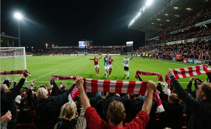 球员进球庆祝场景